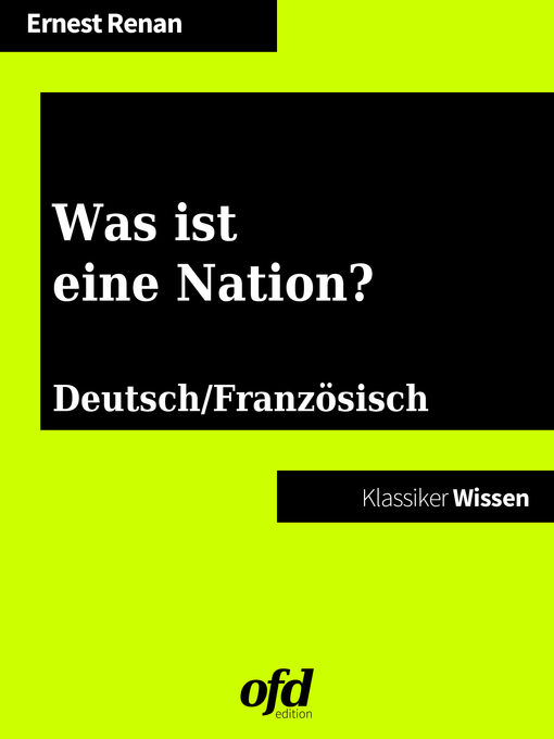 Upplýsingar um Was ist eine Nation?--Qu'est-ce que une nation? eftir Ernest Renan - Biðlisti
